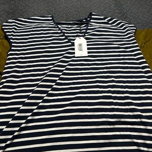 Universal Standard Navy and White “Geneva” Striped Tee